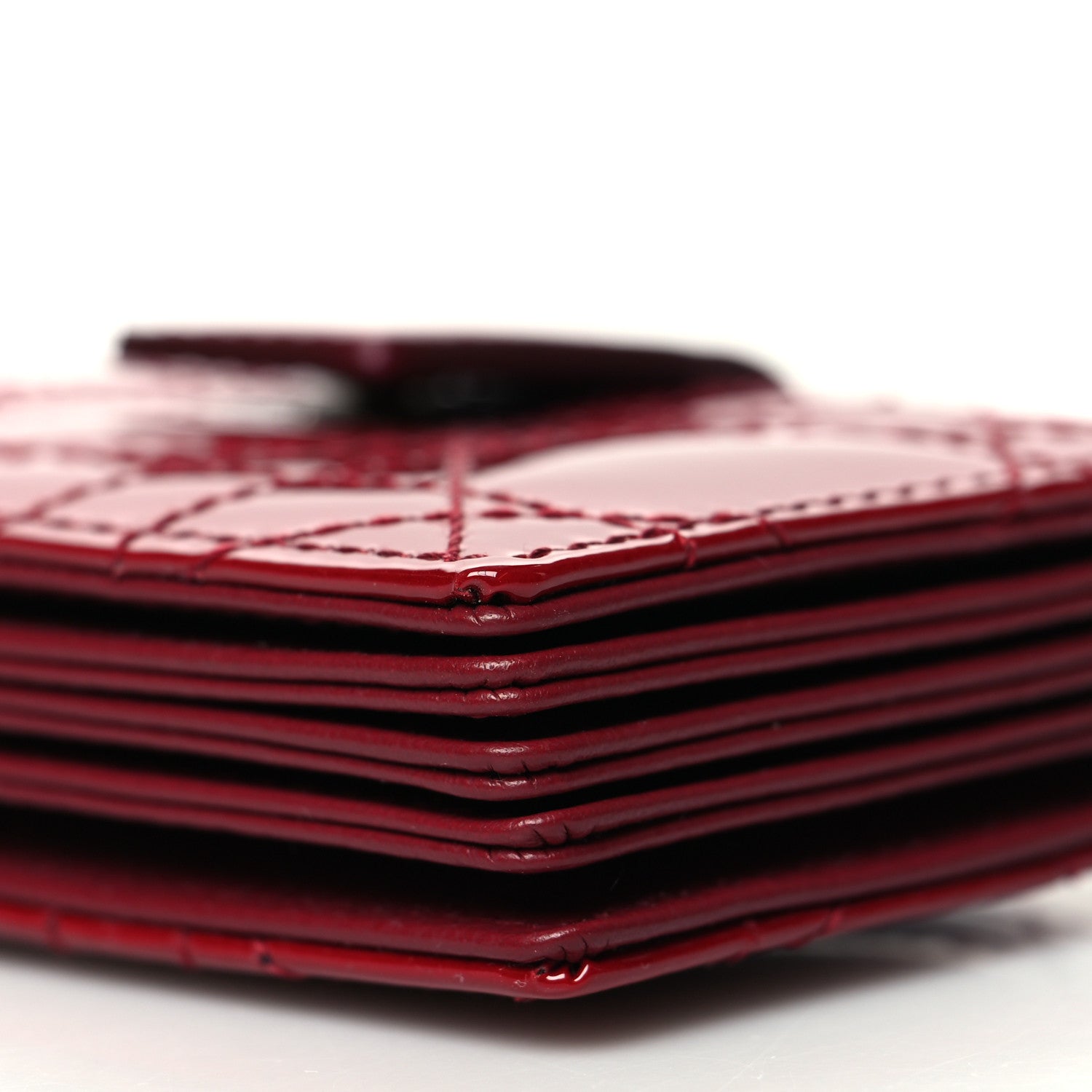 Christian Dior Patent Cannage Lady Dior 5-Gusset Card Holder Rouge Ceris 10 of 10