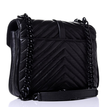 Saint Laurent Sheepskin Matelasse Chevron Monogram Monochrome Medium College Bag Black 2 of 5