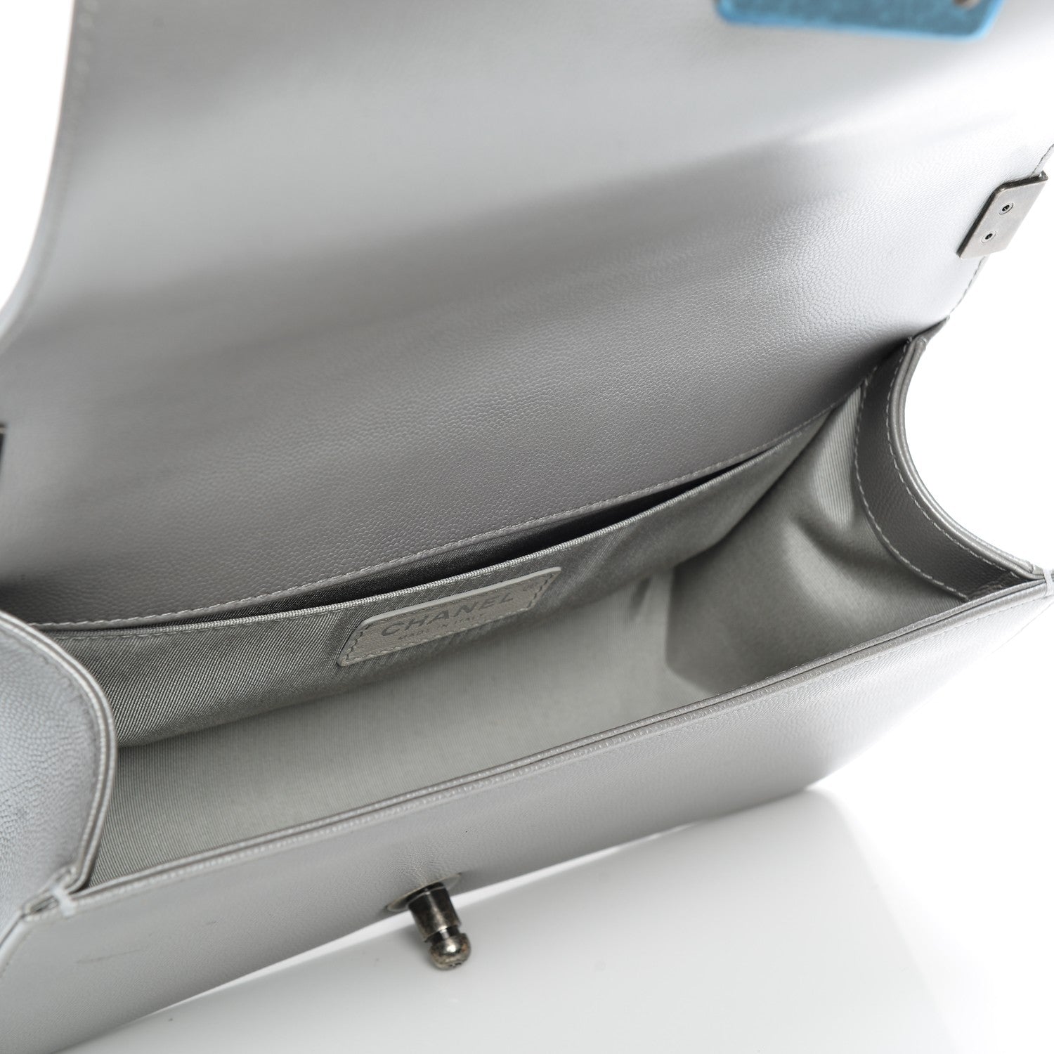 Chanel Metallic Caviar Chevron Medium Boy Flap Silver 5 of 7