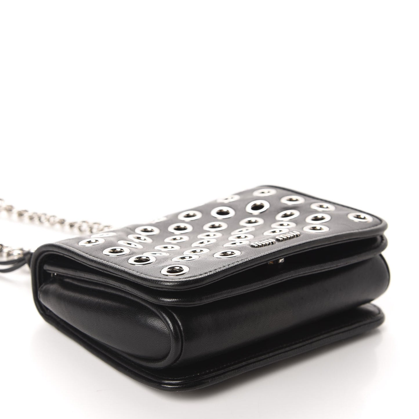 Nappa Grommet Club Shoulder Bag Black