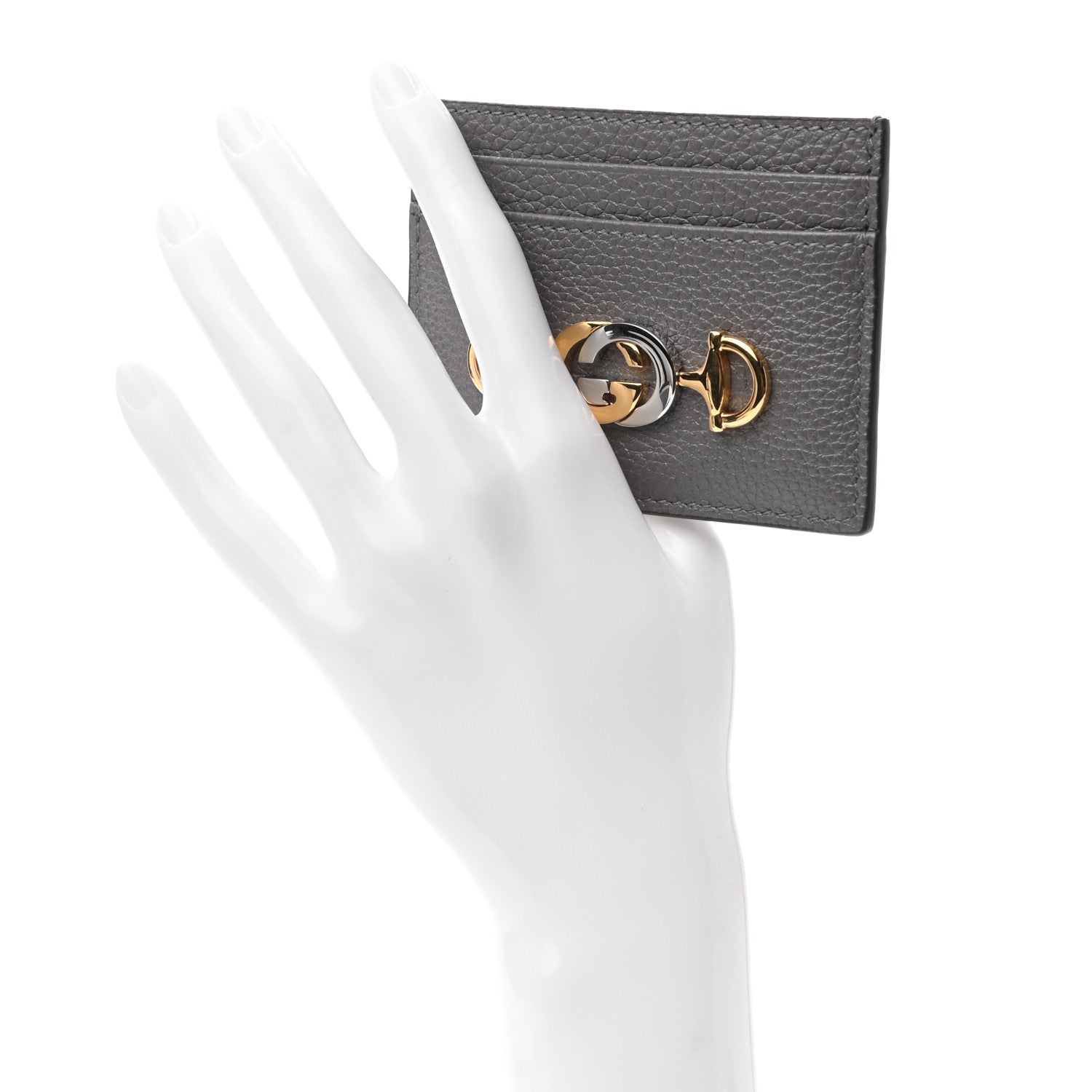 Gucci Grainy Calfskin Zumi Card Holder Dusty Grey 2 of 6