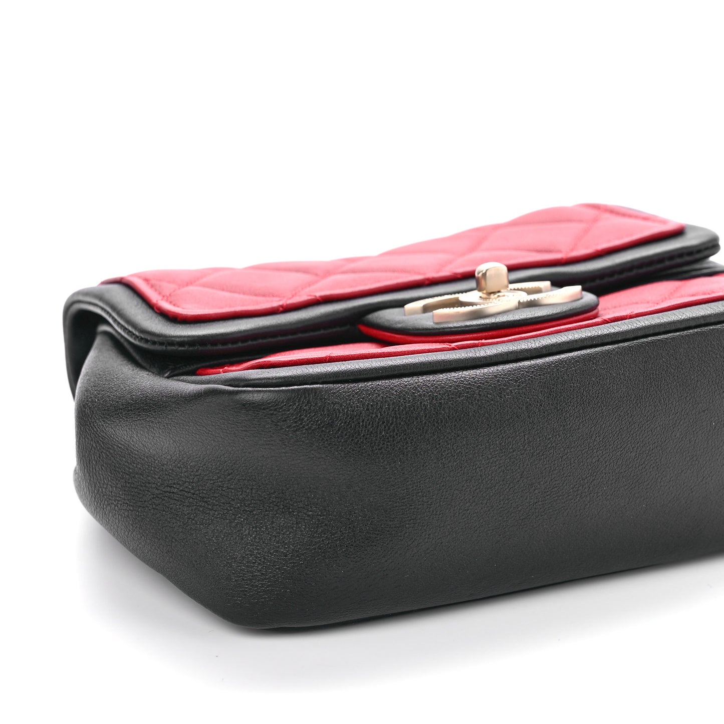 Lambskin Quilted Mini Graphic Flap Bag Red Black