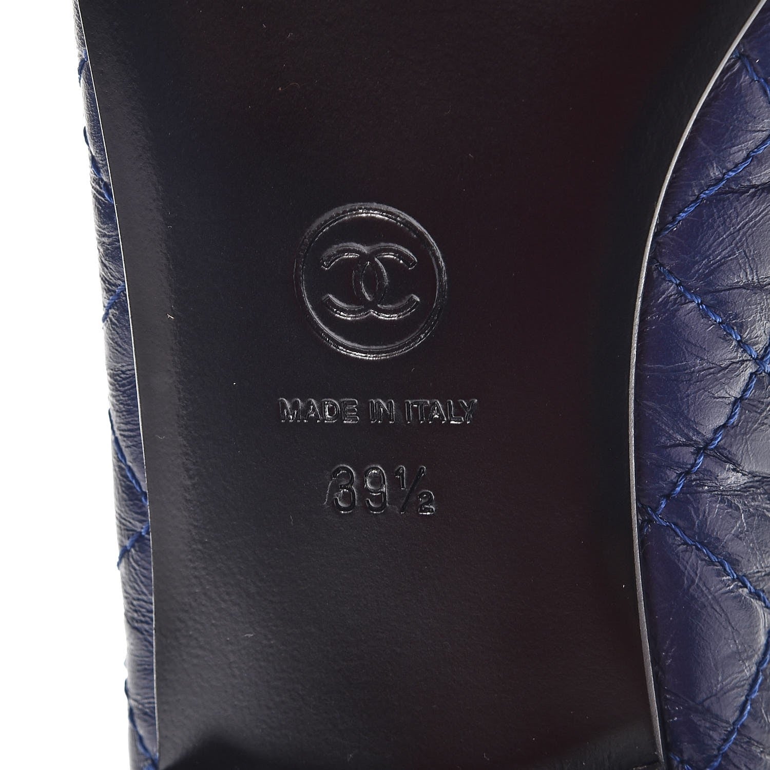 Chanel Aged Calfskin Quilted Cap Toe Ballerina Flats 39.5 Navy 6 of 9