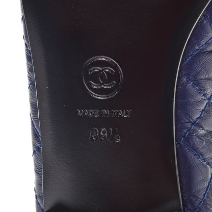 Chanel Aged Calfskin Quilted Cap Toe Ballerina Flats 39.5 Navy 6 of 9
