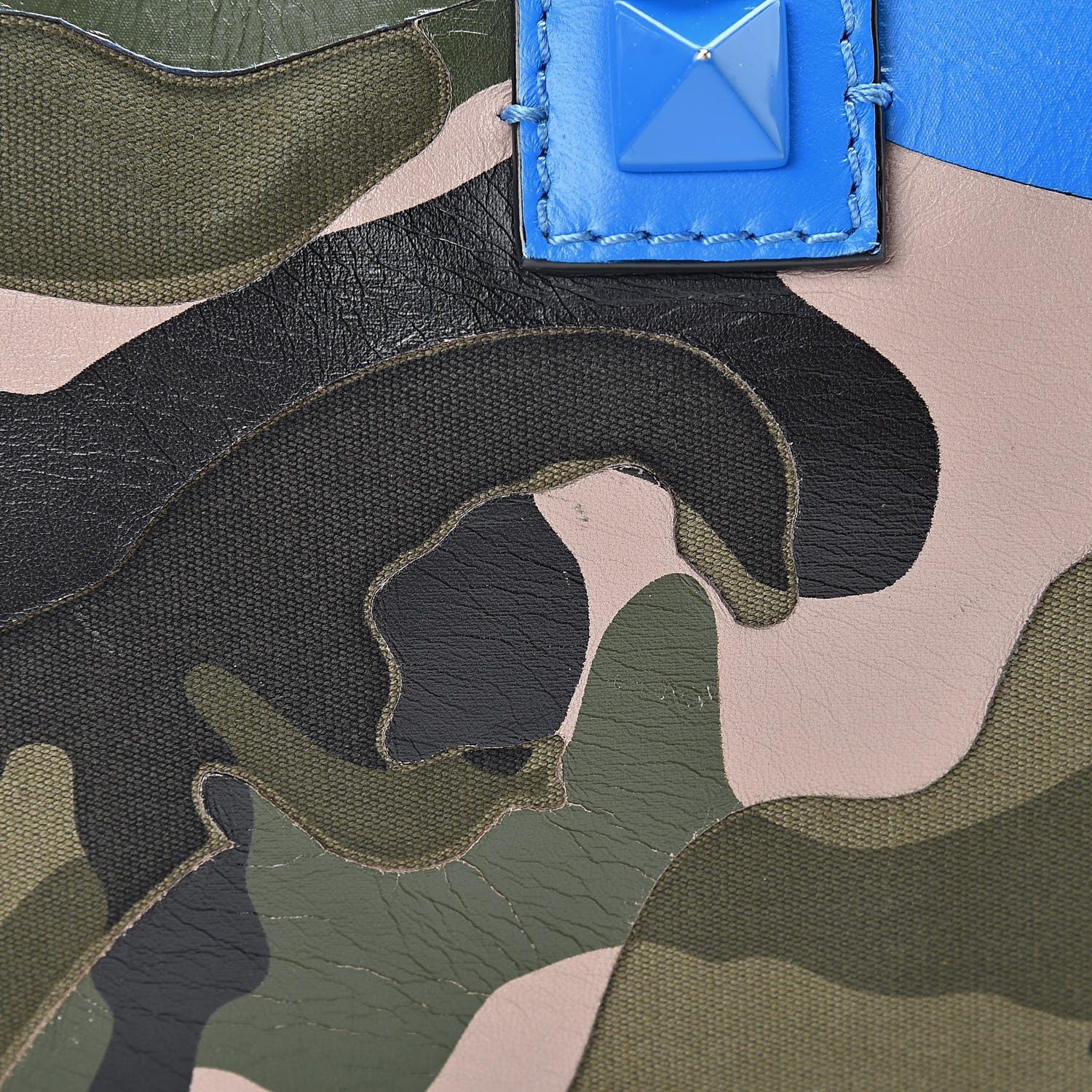 Valentino Garavani Nappa Canvas Camouflage Medium Glam Lock Rockstud Flap Blue Fluo 12 of 13