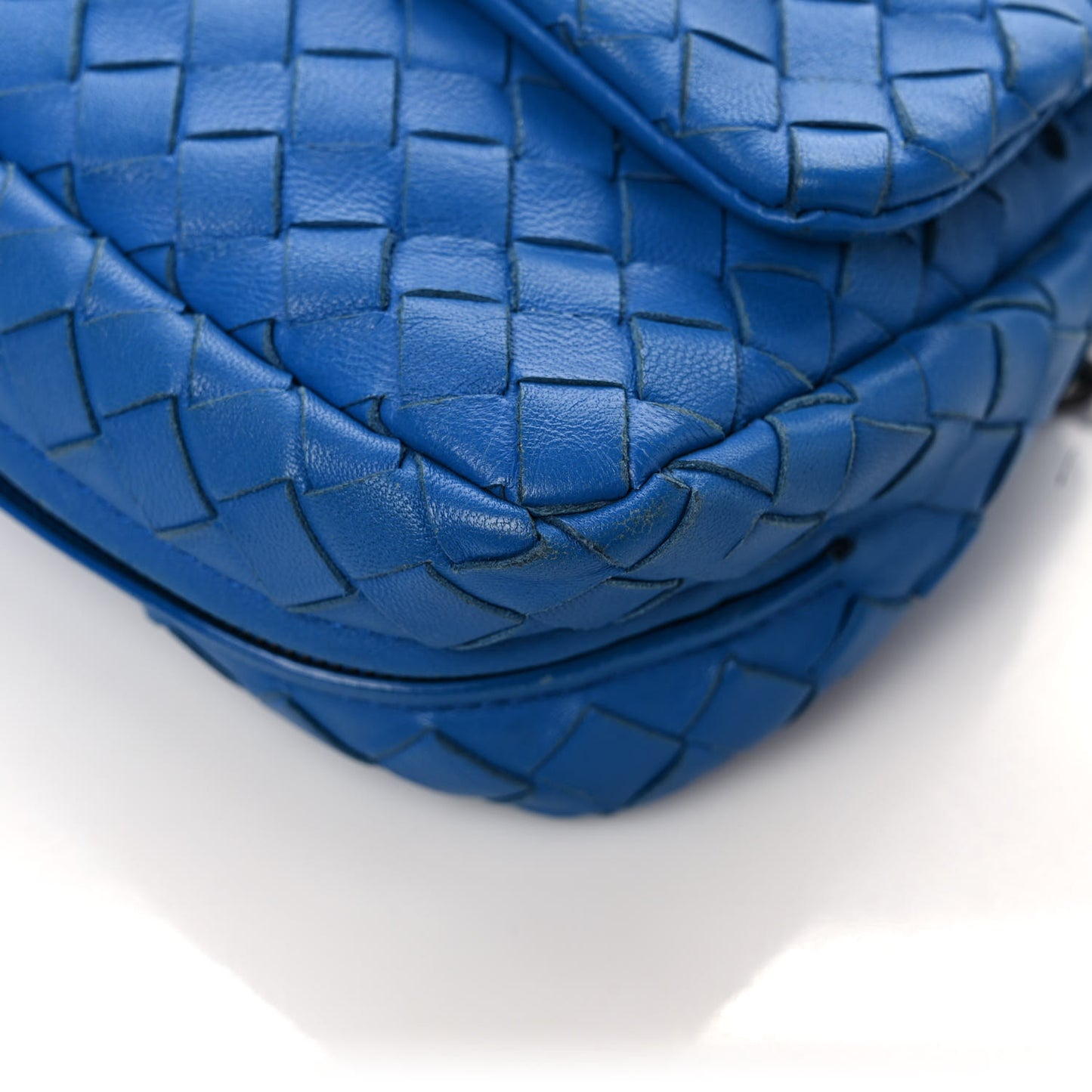 Nappa Intrecciato Small Chain Crossbody Cobalt