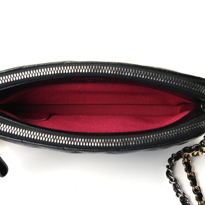 Chanel Aged Calfskin Chevron Quilted Small Gabrielle Clutch With Chain Black 4 of 4