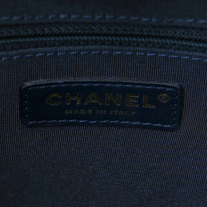 Chanel Grained Calfskin Stitched Small Lady Coco Top Handle Tote Navy 5 of 7