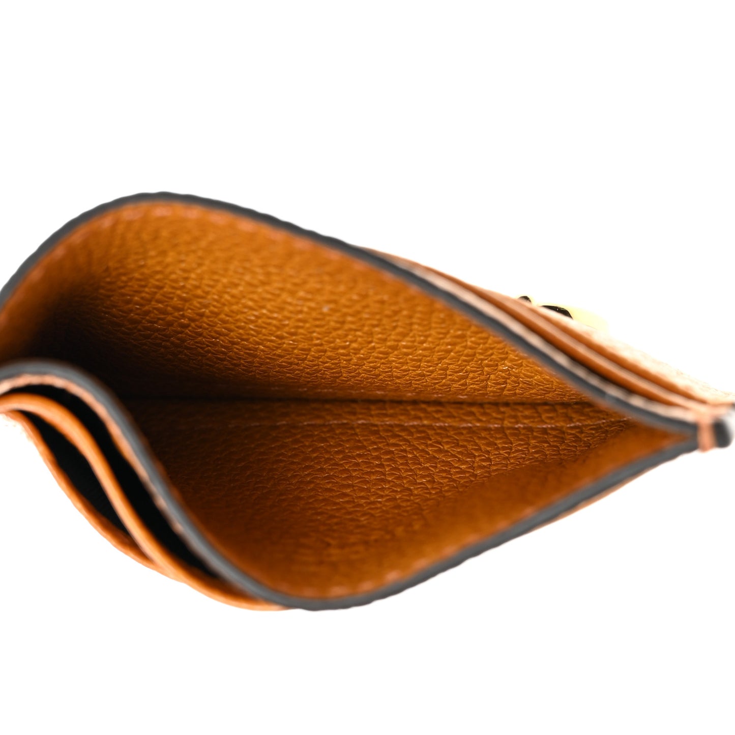 Grainy Calfskin Zumi Card Holder Sun Oil