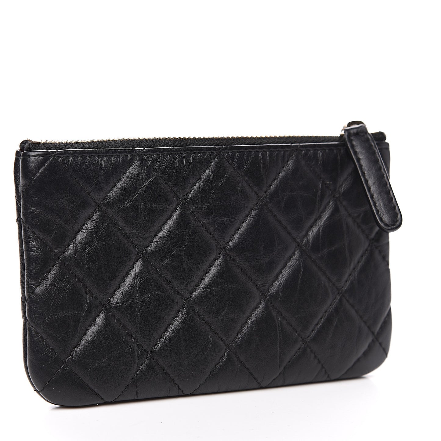 Aged Calfskin Charm Quilted Small Reissue Cosmetic Case Black
