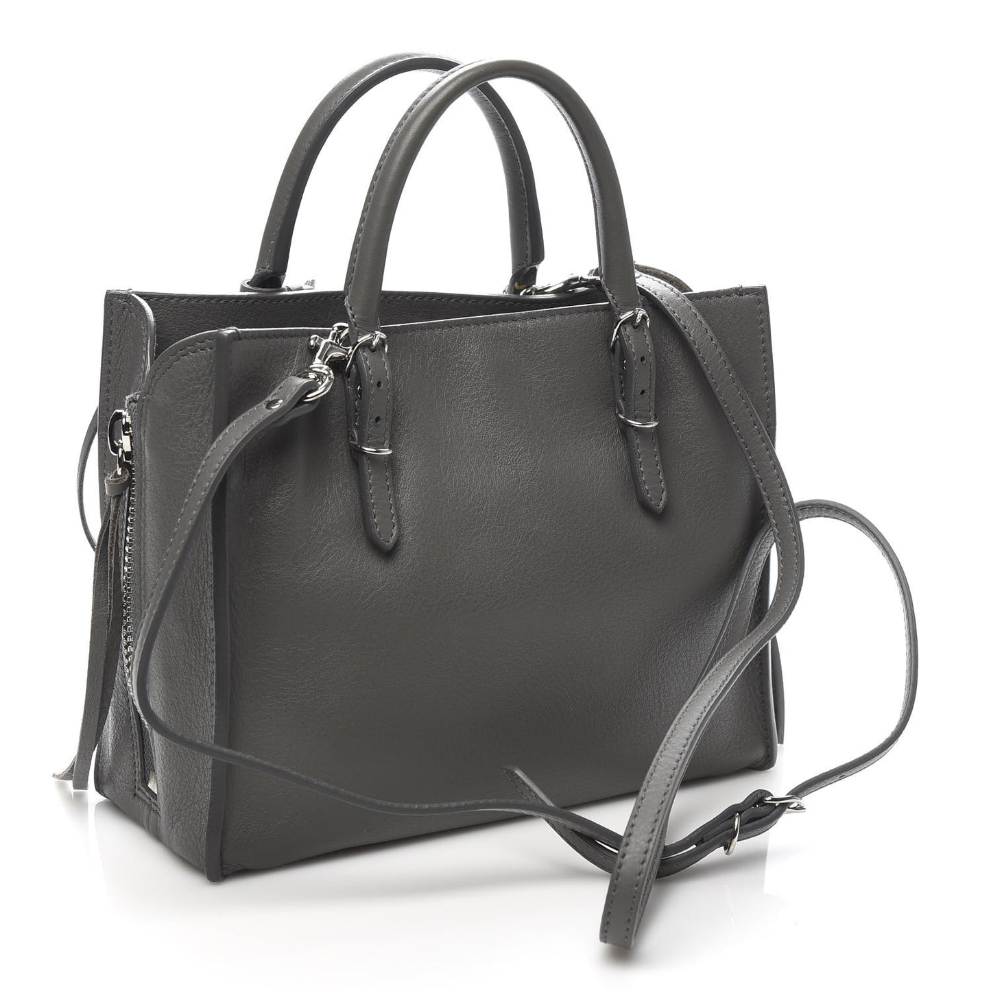 Calfskin Papier Mini A4 Zip Around Tote Gris Metal