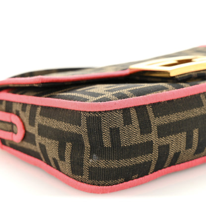 Fendi Fabric Jacquard FF 1974 Roma Armor Mini Baguette Tobacco Moro Fuxia Fluo 8 of 10