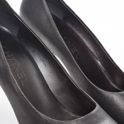 Chanel Metallic Goatskin Serpent Wrapped Pumps 38 Dark Grey 10 of 11