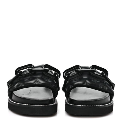 Louis Vuitton Calfskin Embossed Monogram Sunset Flat Comfort Mule 37 Black 3 of 9