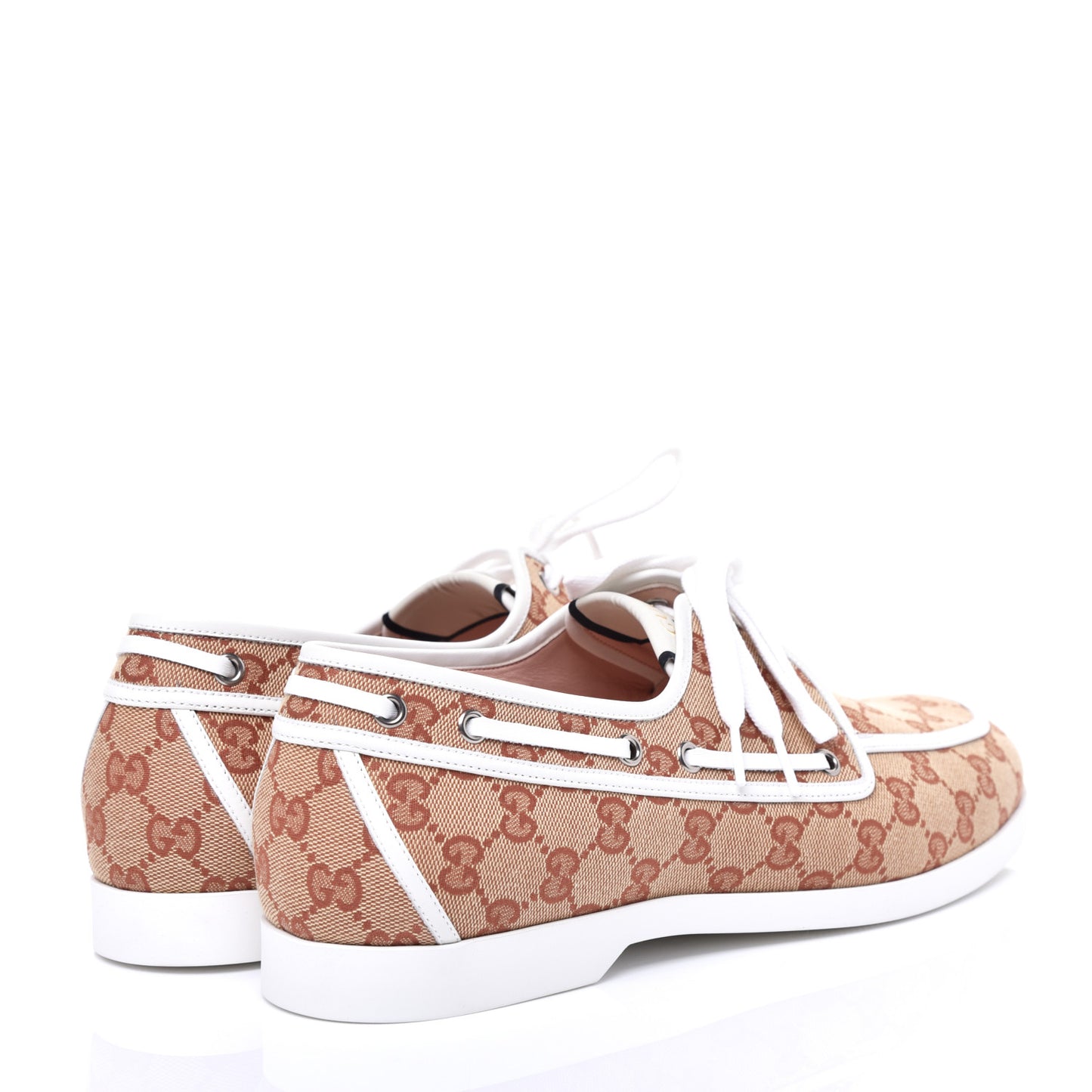Monogram Mens Boat Shoes 10 Beige Ruggine White