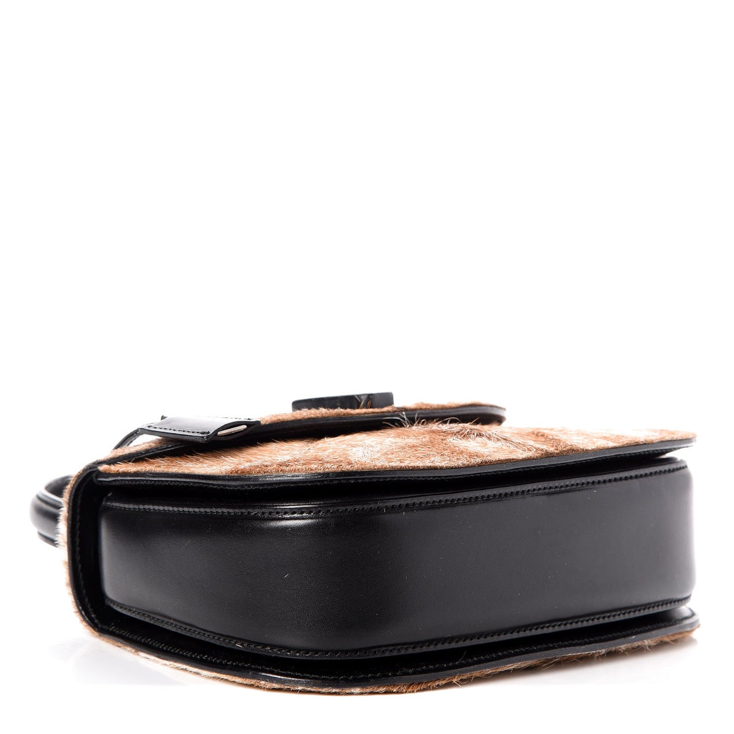 Calf Hair Calfskin Top Handle Bag Natural Black