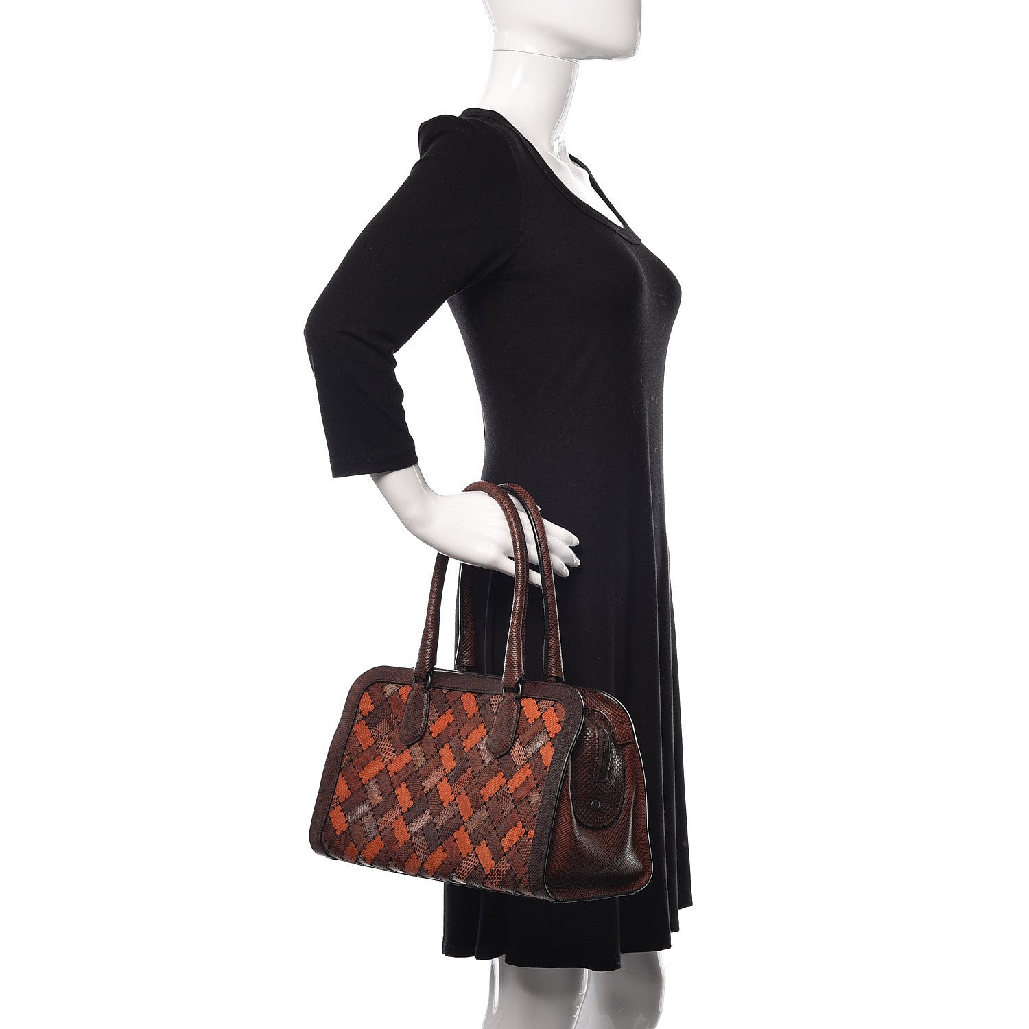 Bottega Veneta Ayers Karung Intrecciato Patchwork Shoulder Bag Ash Scuro Rust Clay 2 of 13