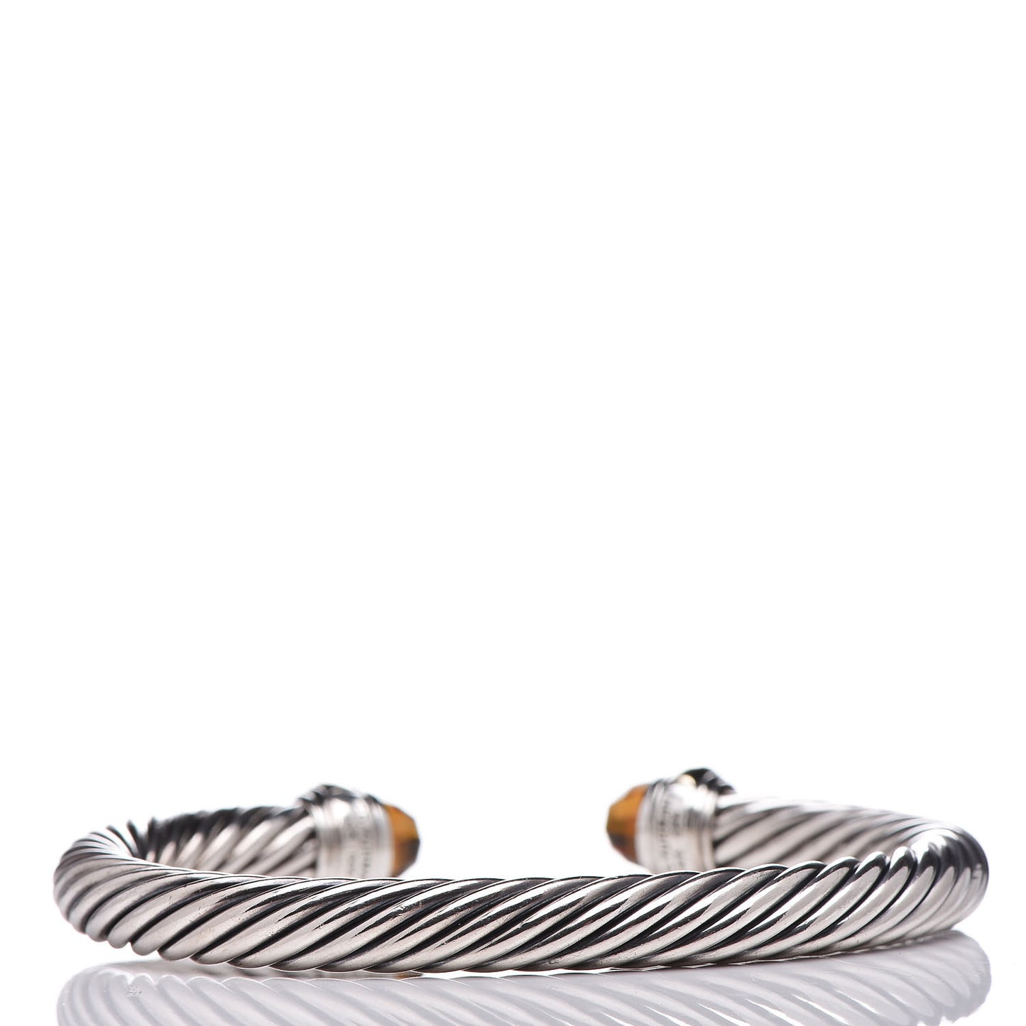 Sterling Silver 14K Yellow Gold Citrine 7mm Cable Classics Bracelet