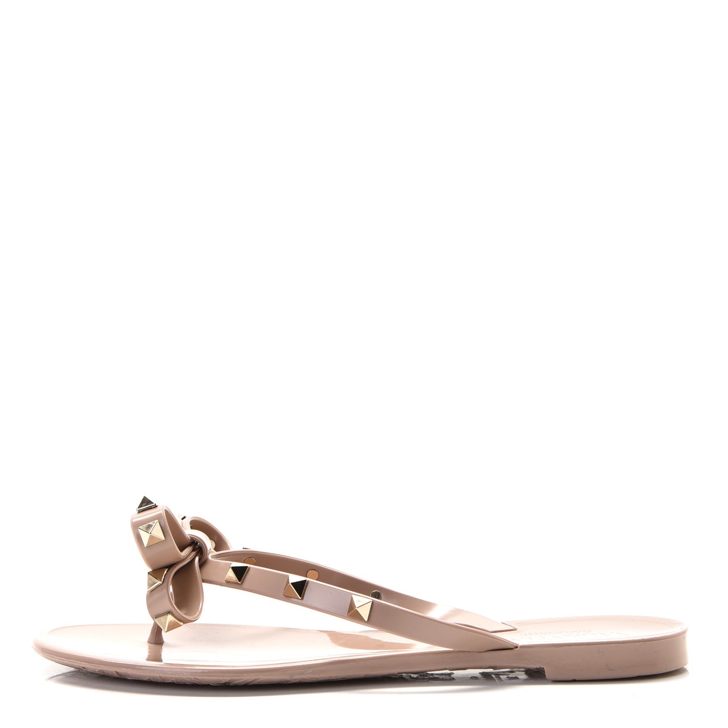 PVC Jelly Rockstud Bow Thong Sandals 37 Poudre