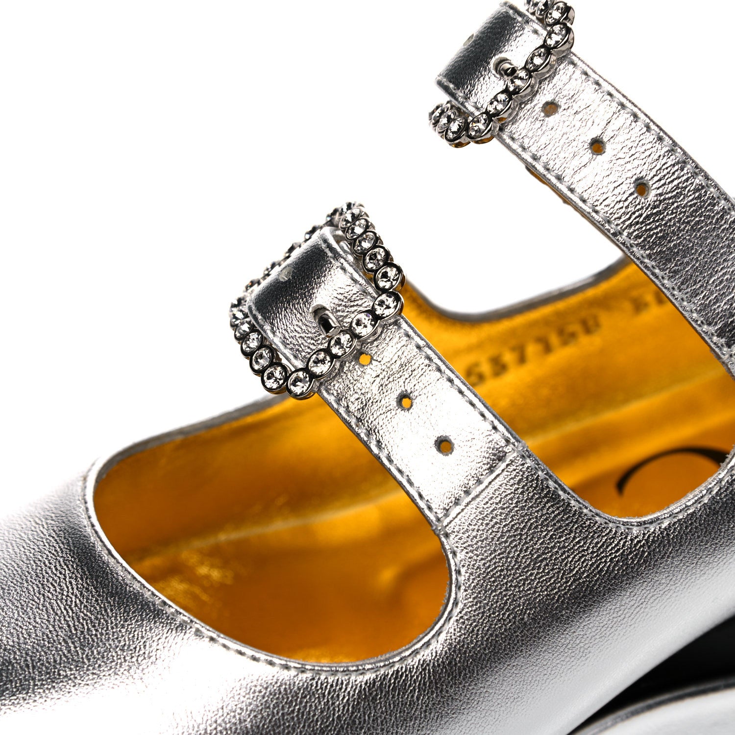 Gucci Metallic Nappa Crystal Platform 38 Silver 12 of 14