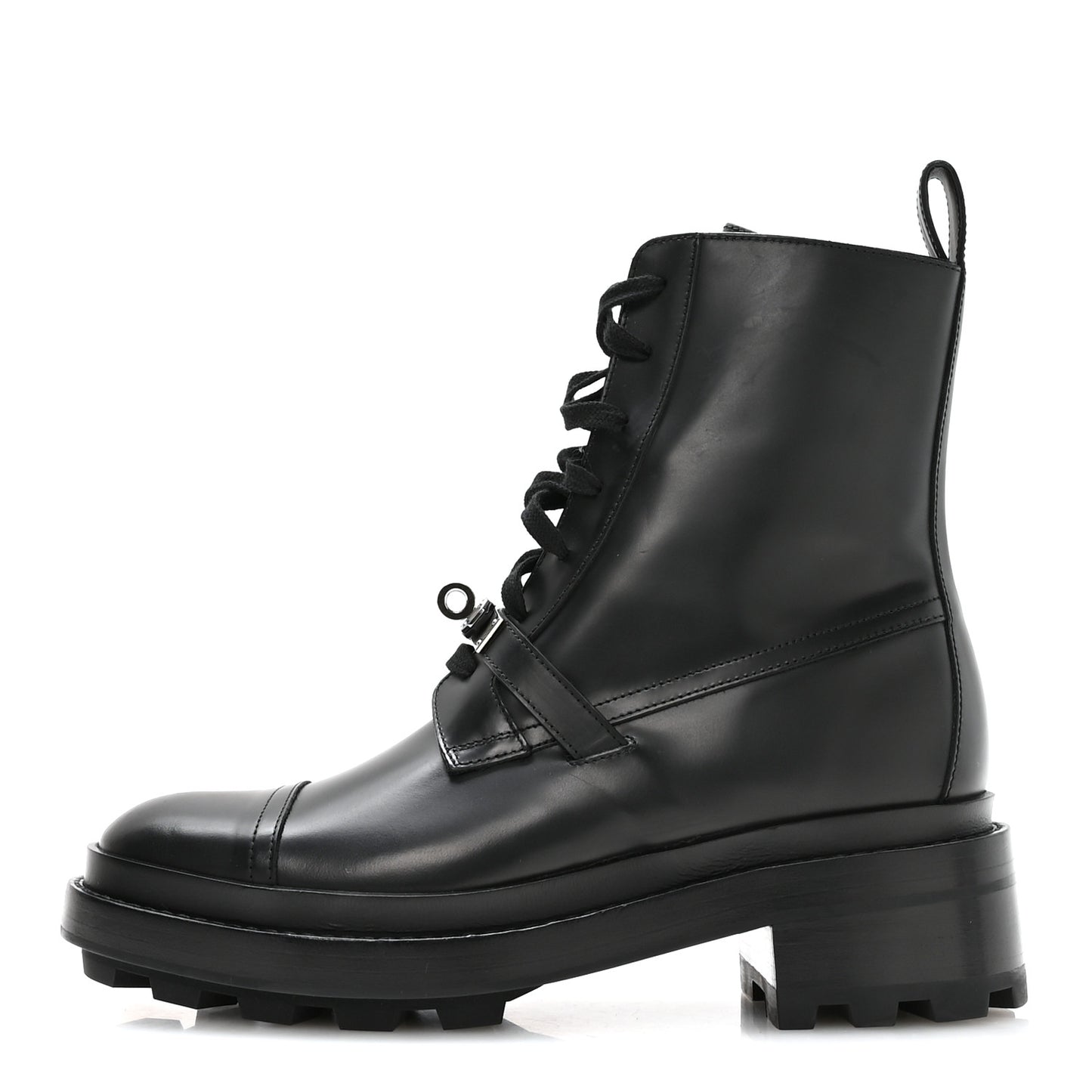 Glossed Calfskin Funk Ankle Boots 38.5 Black