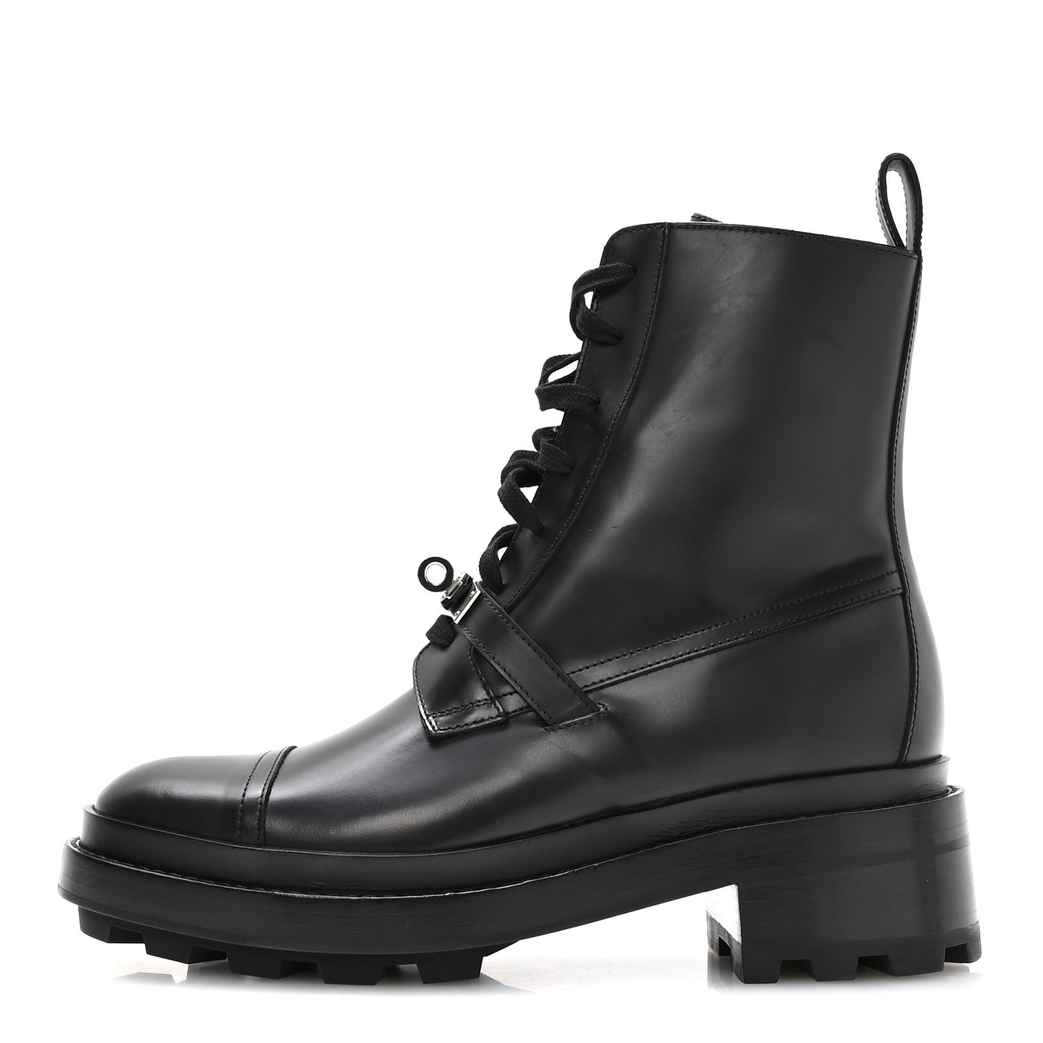 Hermes Glossed Calfskin Funk Ankle Boots 38.5 Black 1 of 9