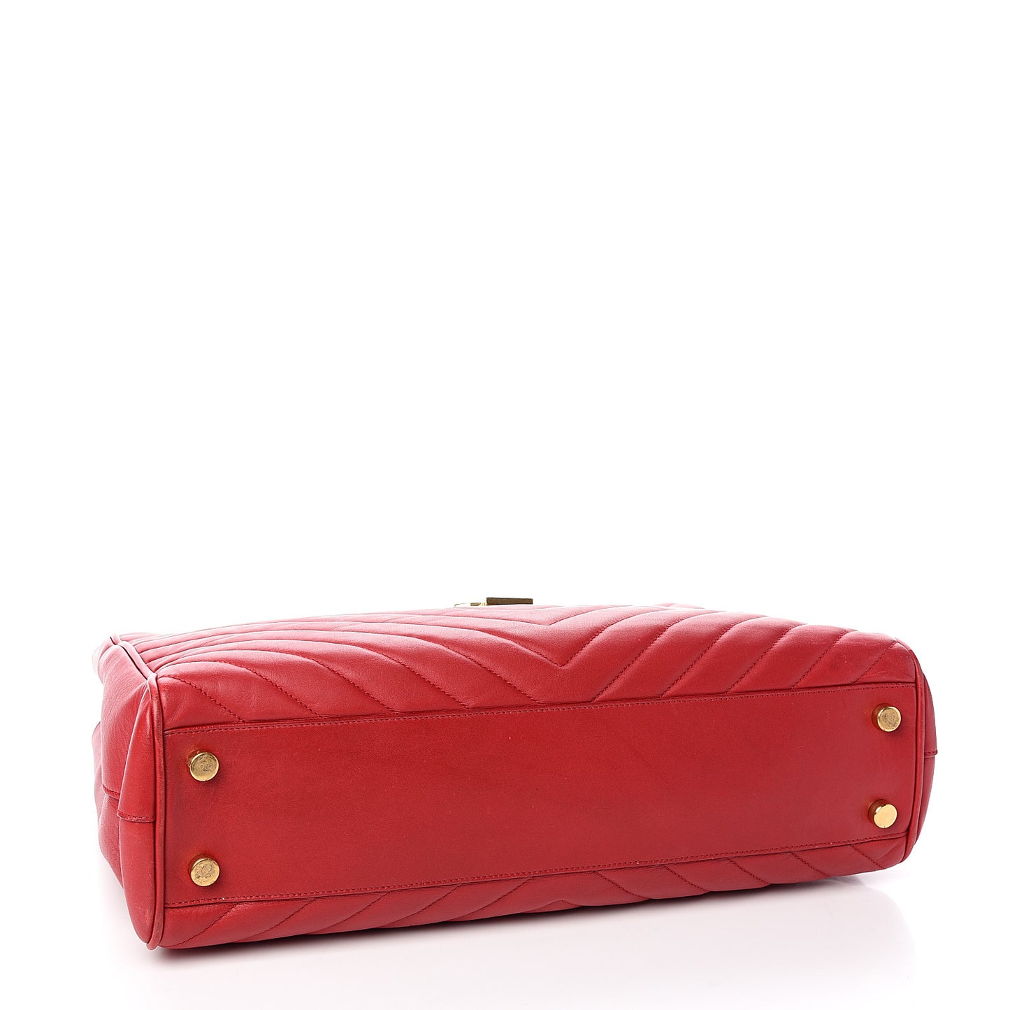 Smooth Calfskin Matelasse Chevron Monogram Shopping Bag Red