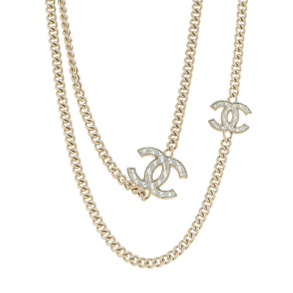 Chanel Quilted CC Long Chain Necklace Gold Pearly White 1 of 4