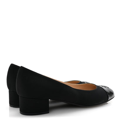 Chanel Grosgrain Patent Calfskin CC Cap Toe Pumps 40 Black 5 of 9