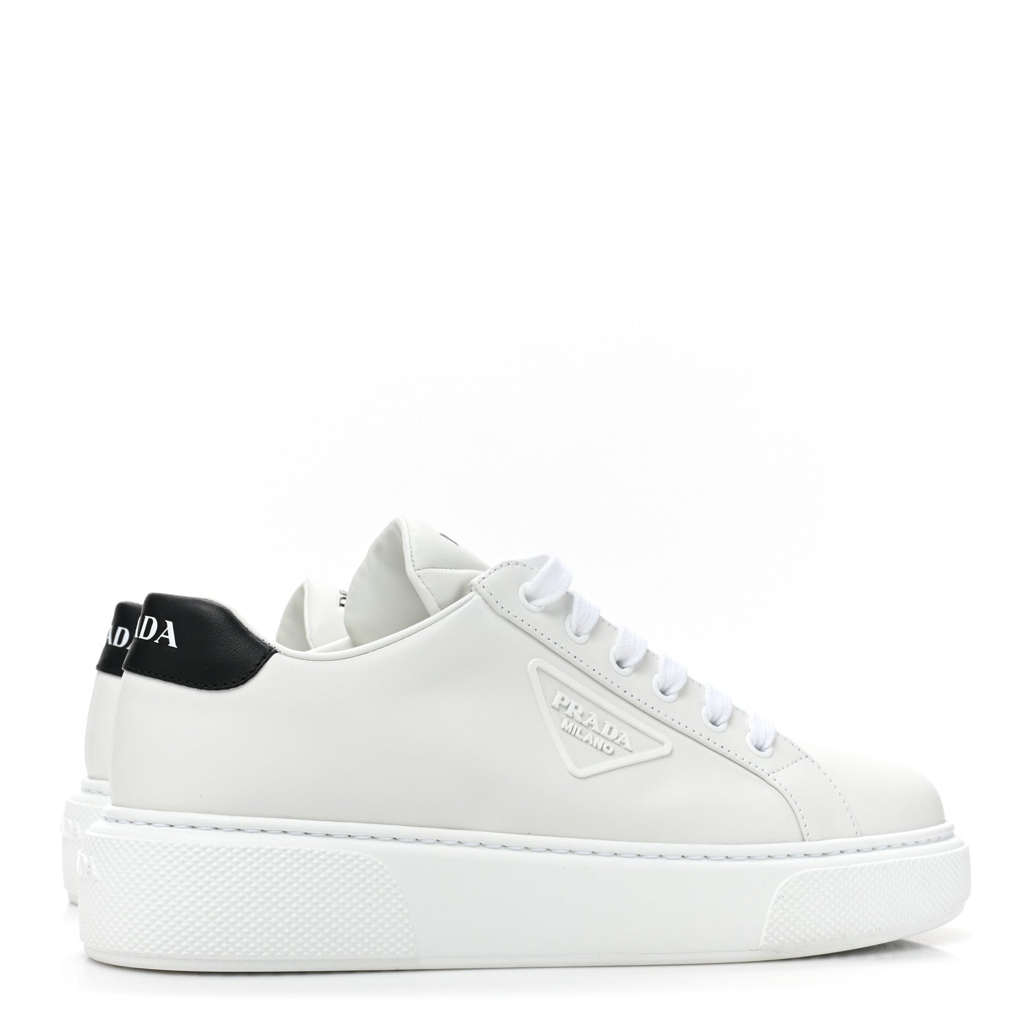 Prada Vitello Soft Rubber Triangle Logo Womens Low Top 40mm Sneakers 38.5 White 5 of 11