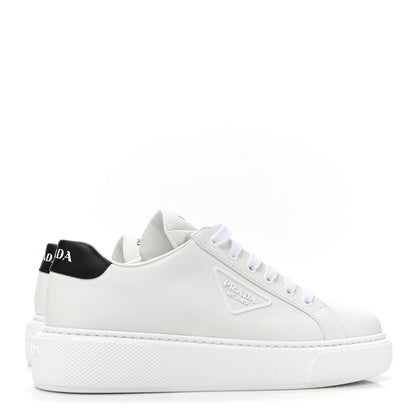 Prada Vitello Soft Rubber Triangle Logo Womens Low Top 40mm Sneakers 38.5 White 5 of 11