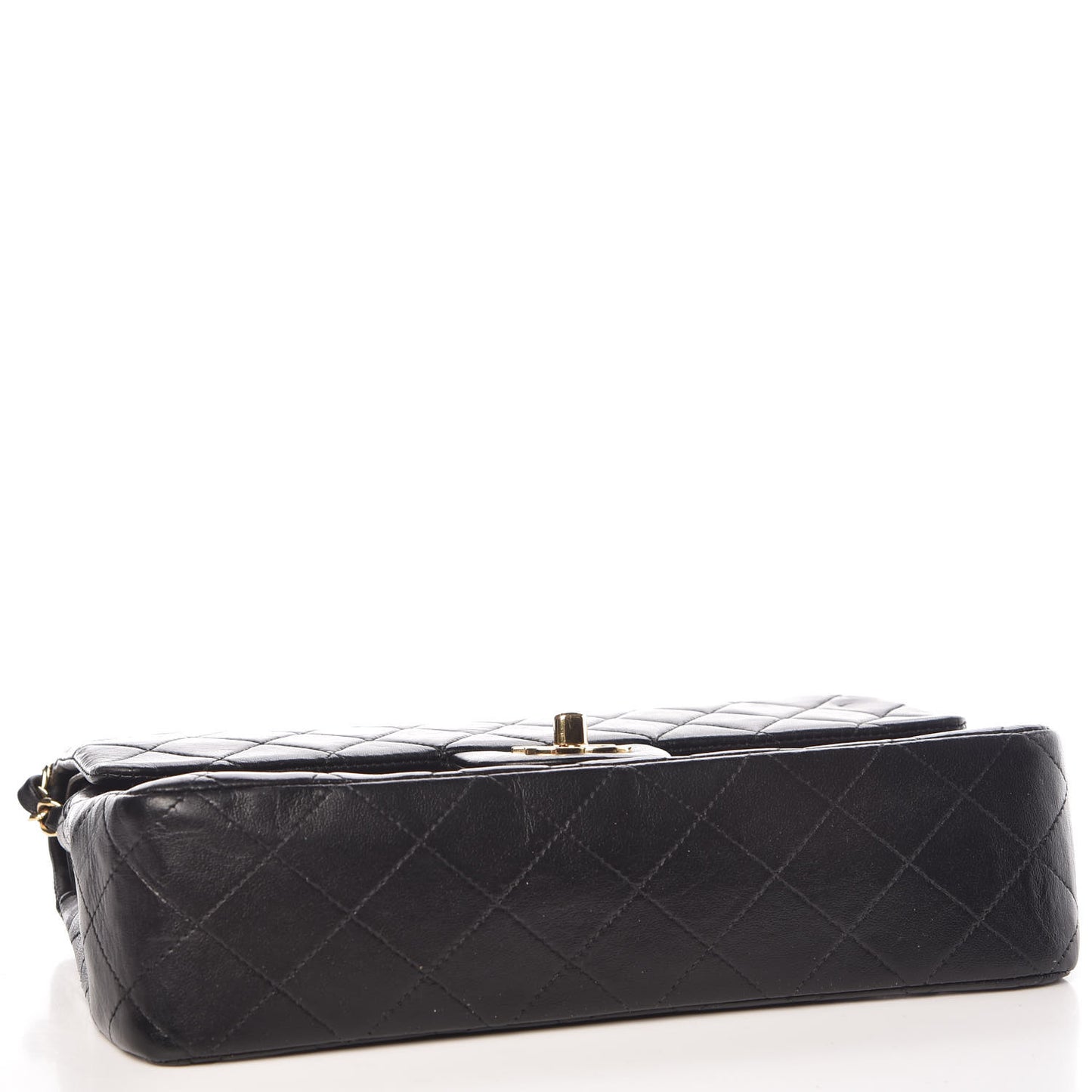 Lambskin Quilted Medium Double Flap Black