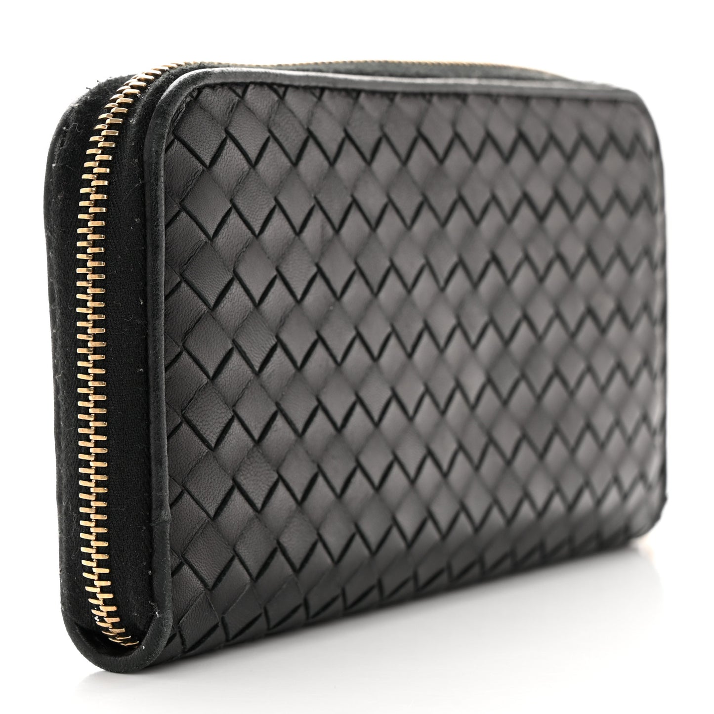 Nappa Intrecciato Zip Around Wallet Black