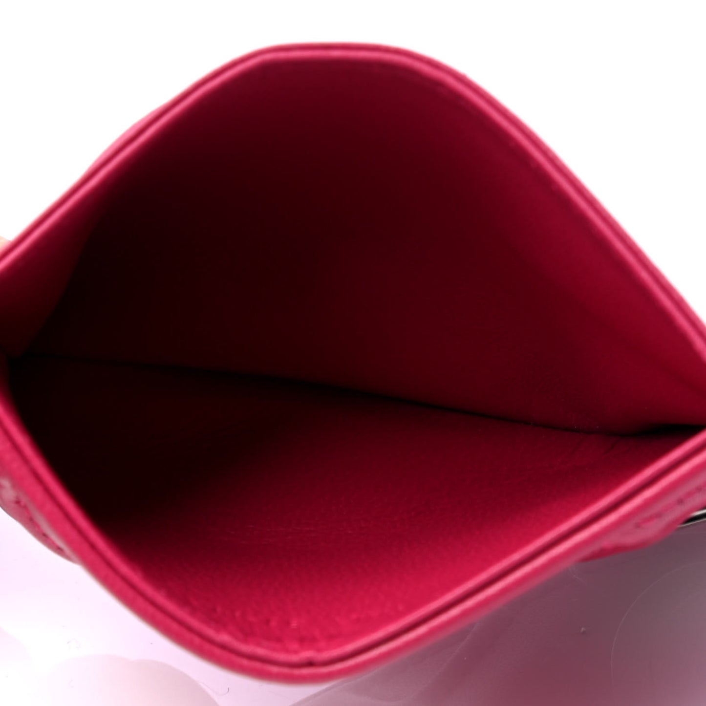 Calfskin Cannage Diorama Card Holder Fuchsia