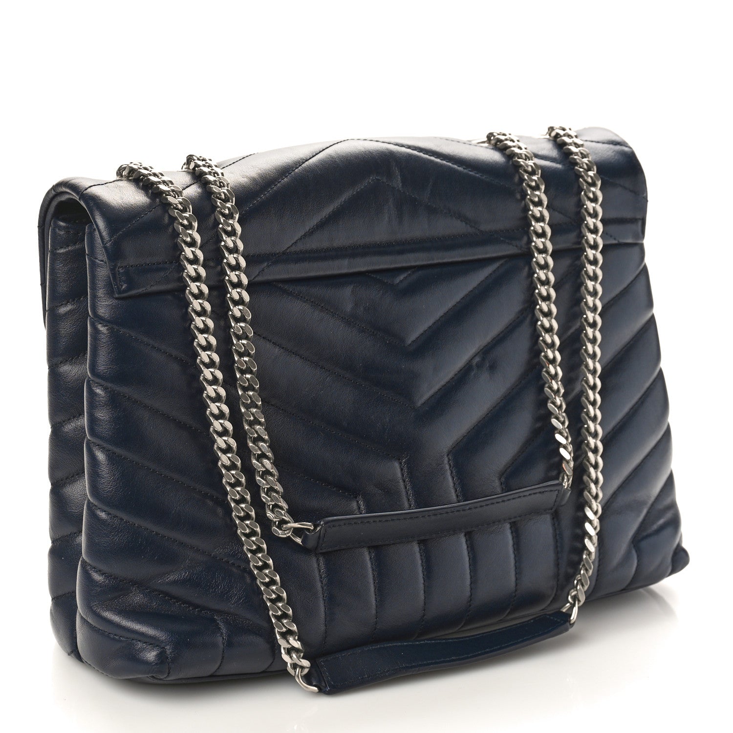 Saint Laurent Calfskin Y Quilted Monogram Medium Loulou Chain Satchel Denim Blue 3 of 10