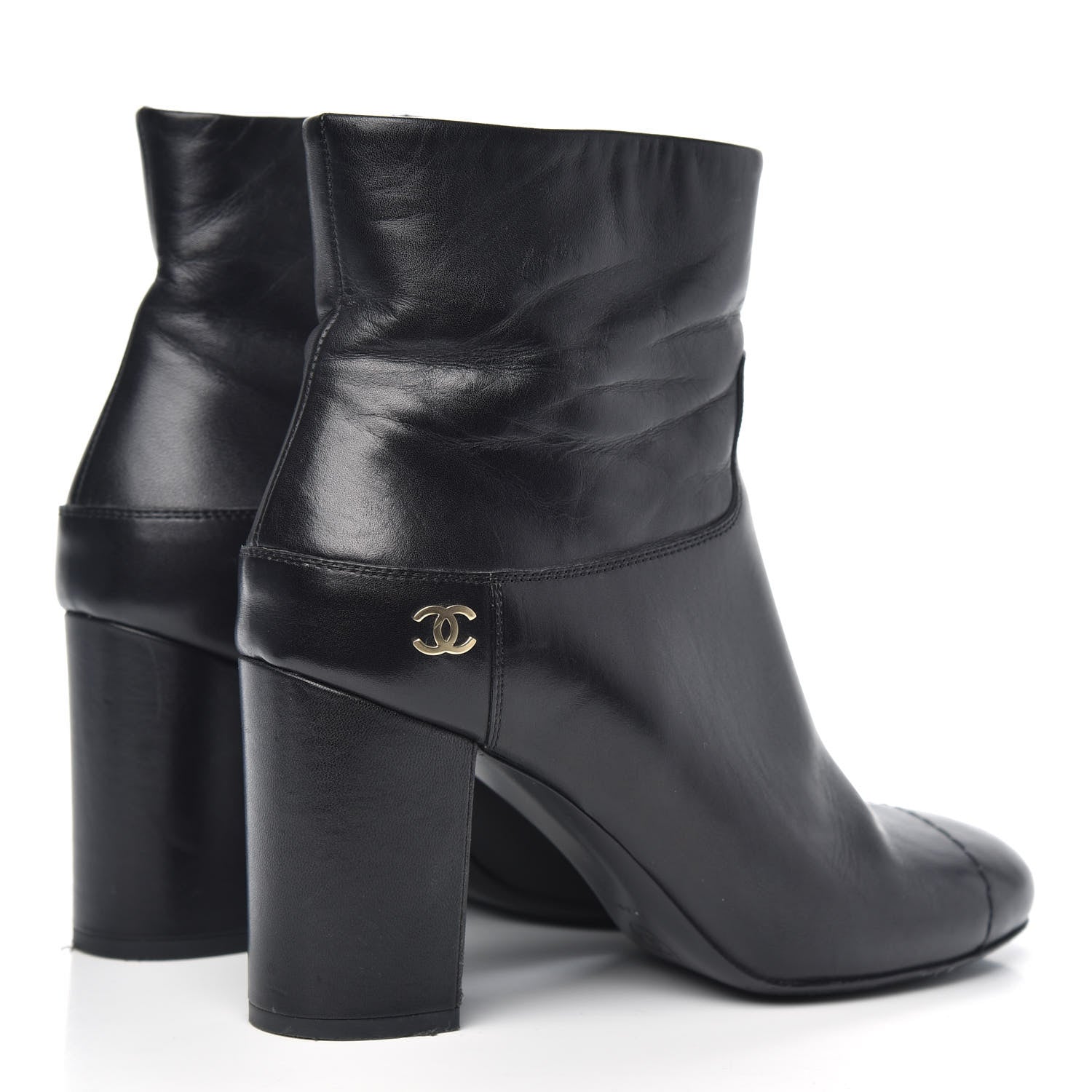 Chanel Tumbled Calfskin Cap Toe CC Short Boots 37 Black 4 of 11
