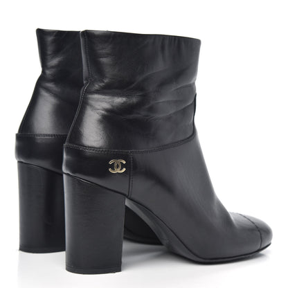 Chanel Tumbled Calfskin Cap Toe CC Short Boots 37 Black 4 of 11