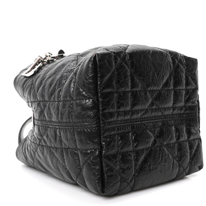 Christian Dior Crinkled Calfskin Macrocannage Small Toujours Vertical Tote Black 9 of 10