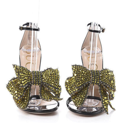 Gucci Patent Crystal Removable Bow Sandals 36 Black 2 of 6