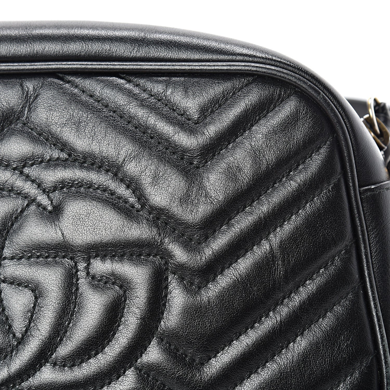 Gucci Calfskin Matelasse Small GG Marmont Chain Shoulder Bag Black 14 of 16