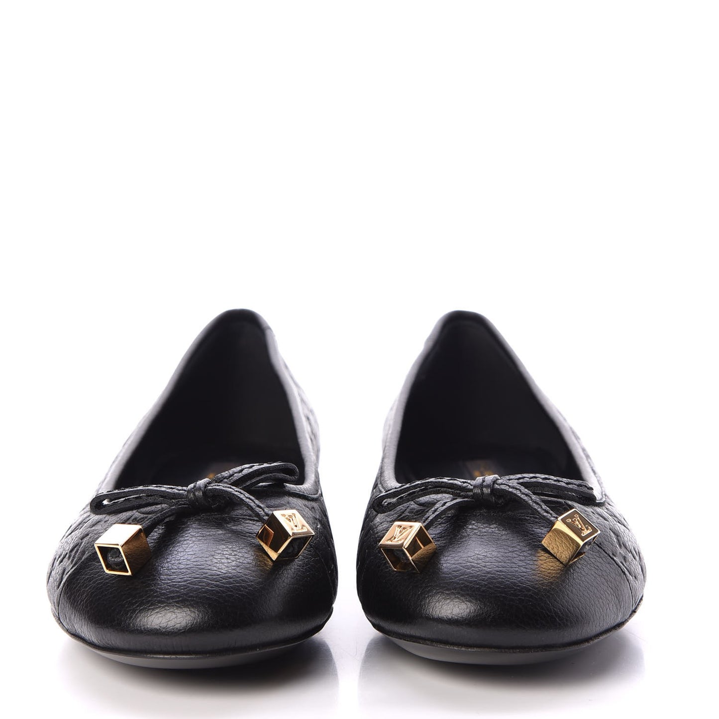 Calfskin Monogram Embossed Debbie Ballerina Flats 38 Black