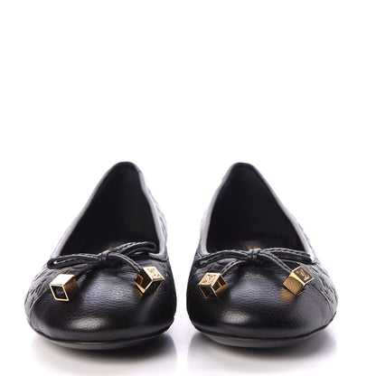 Louis Vuitton Calfskin Monogram Embossed Debbie Ballerina Flats 38 Black 2 of 9
