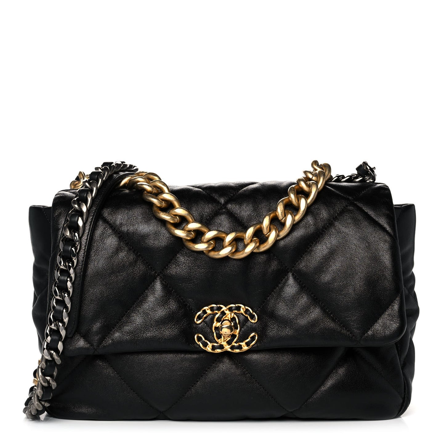 Lambskin Quilted Large Chanel 19 Flap Black