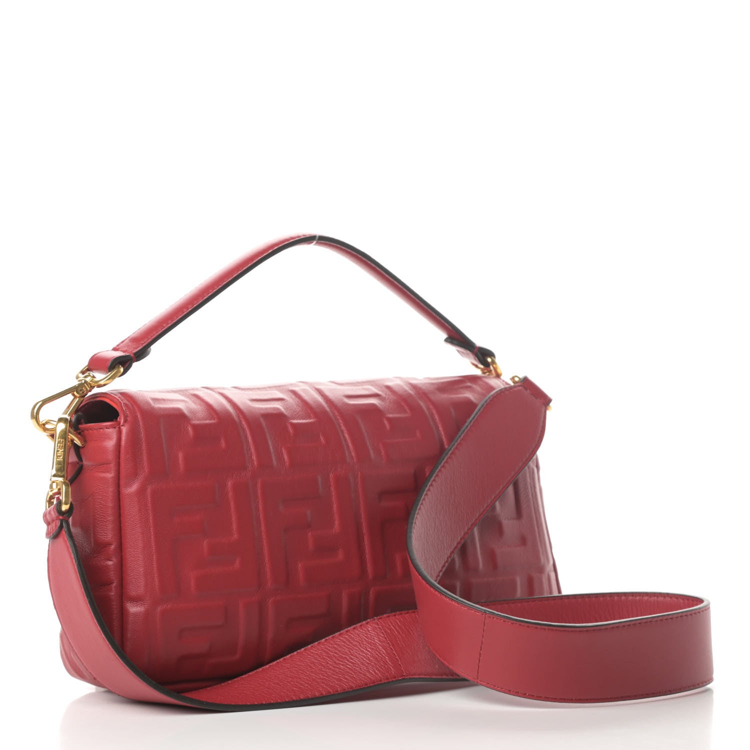 Fendi Nappa FF 1974 Embossed Baguette Fragola 3 of 10