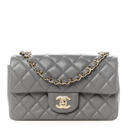 Chanel Lambskin Quilted Mini Rectangular Flap Dark Grey 1 of 12