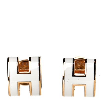 Hermes Gold Lacquered Mini Pop H Earrings White 1 of 5