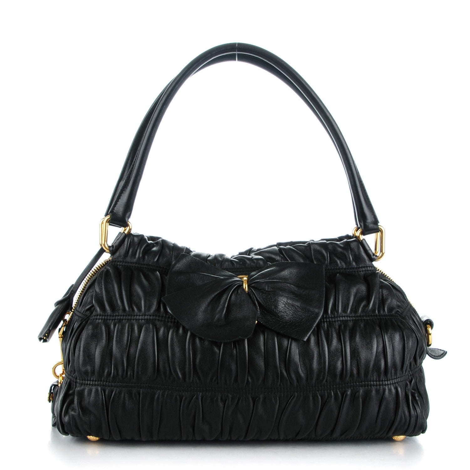 Prada Nappa Gaufre Bow Shoulder Bag Nero Black 1 of 10