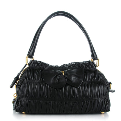 Prada Nappa Gaufre Bow Shoulder Bag Nero Black 1 of 10