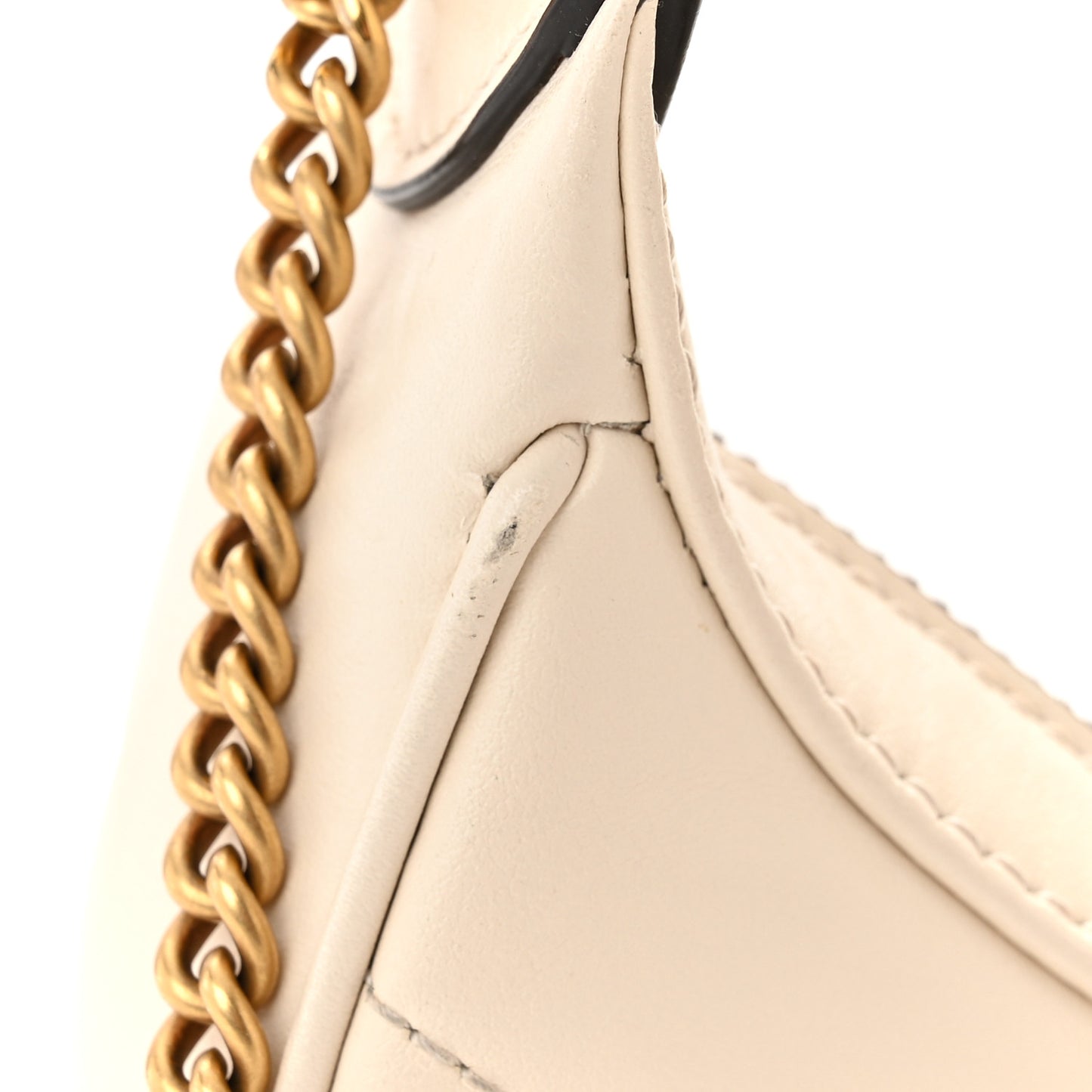 Calfskin Matelasse Chevron Mini GG Marmont Half Moon Hobo Mystic White
