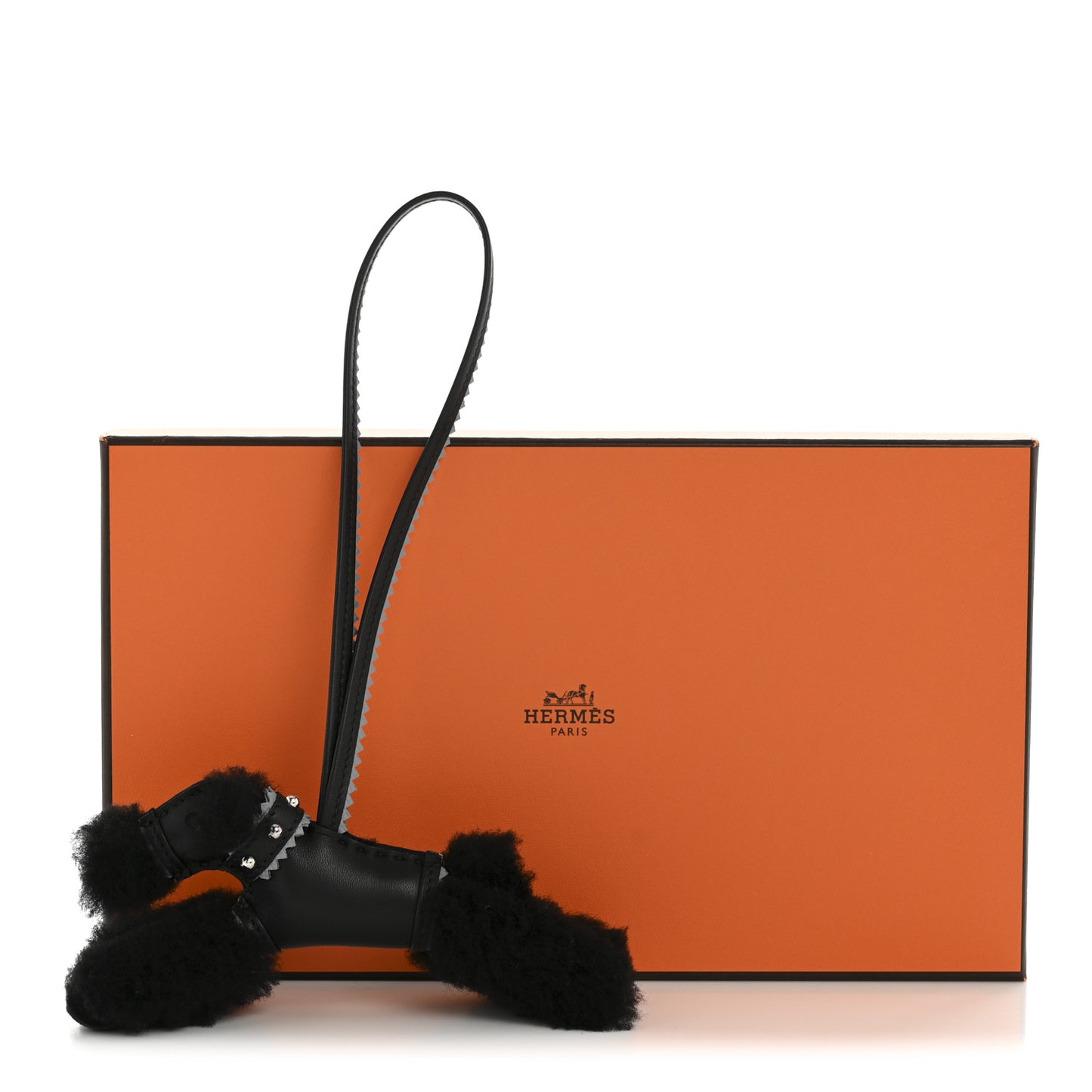 Milo Lambskin Epsom Shearling Budy Apic Charm Black Gris Pantin